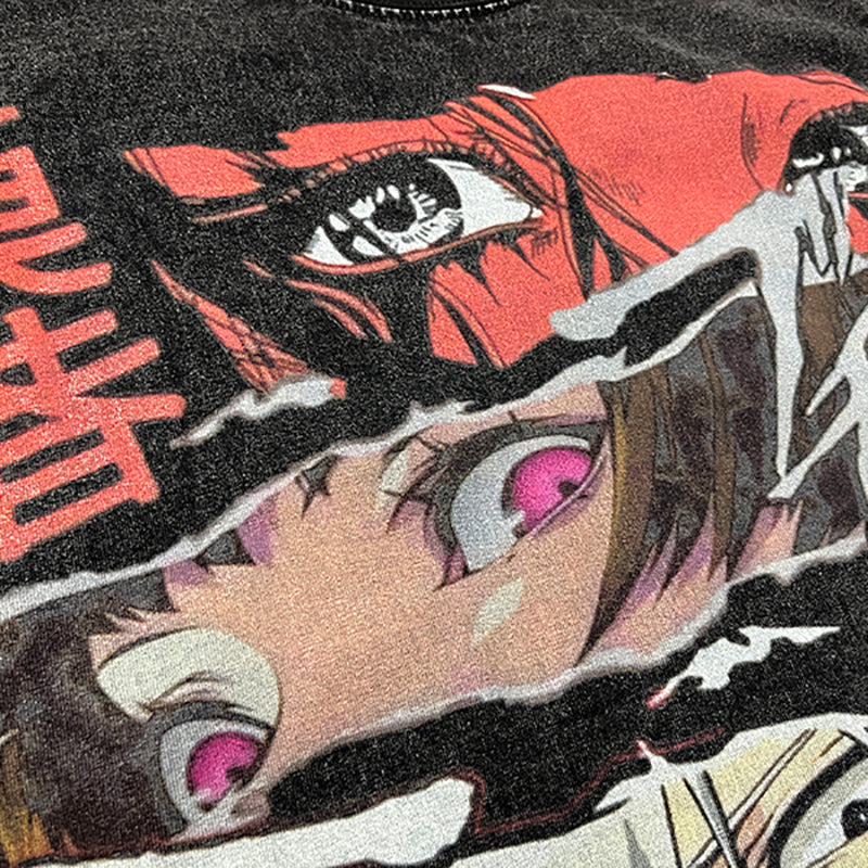 Gewaschenes japanisches Anime-T-Shirt Unisex