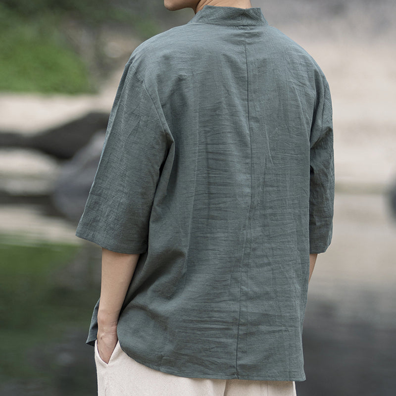 Traditional Ethnic Oriental Shirt, Linen/Cotton Top