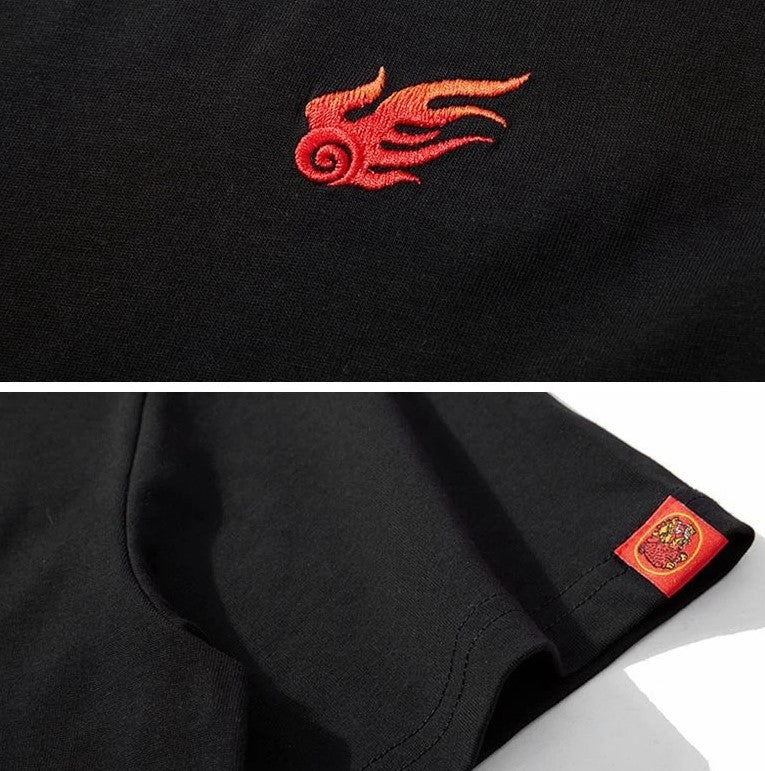 Fire Phoenix Heavy Embroidery T-Shirt