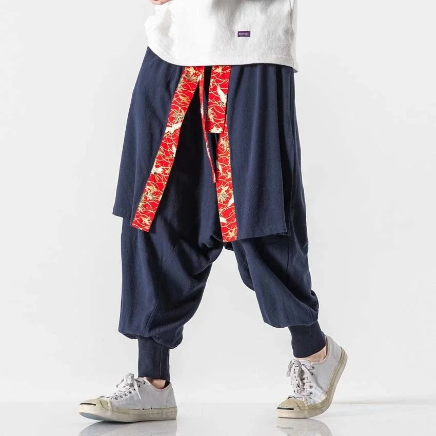 Yukata Style Streetwear Pants Linen/Cotton