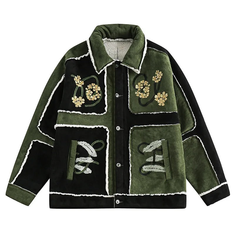 Vintage Style Embroidery Plush Jacket