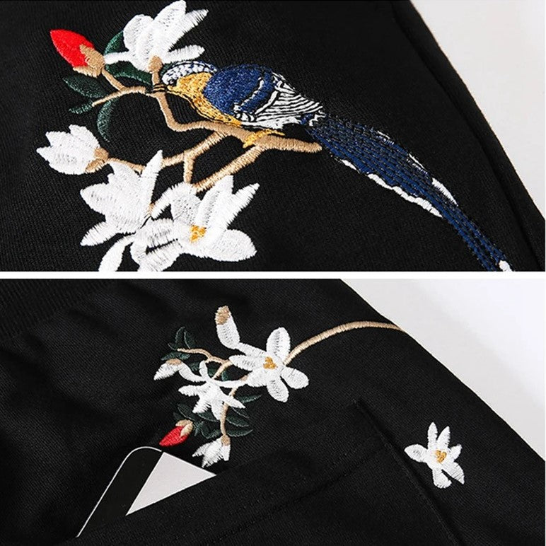 Embroidery Joggers Pants - Nature's Ornaments