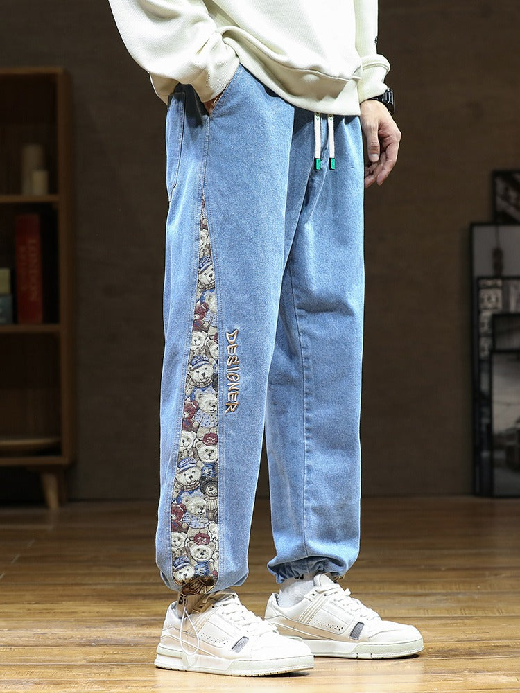 Baggy Embroidered Jeans - Bears