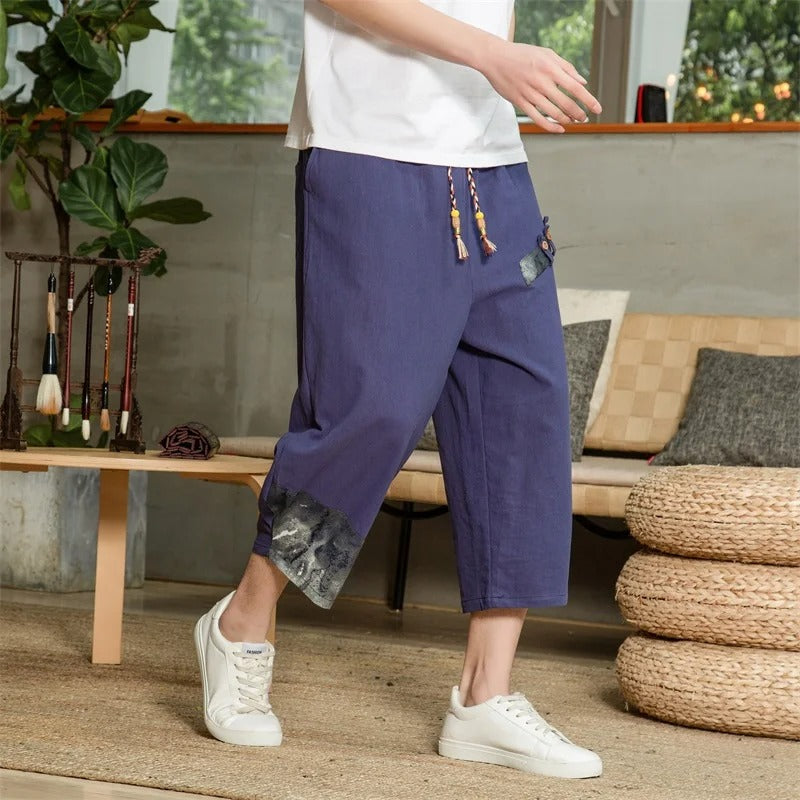 Japanese Summer Thin Cotton/Linen Cropped Pants