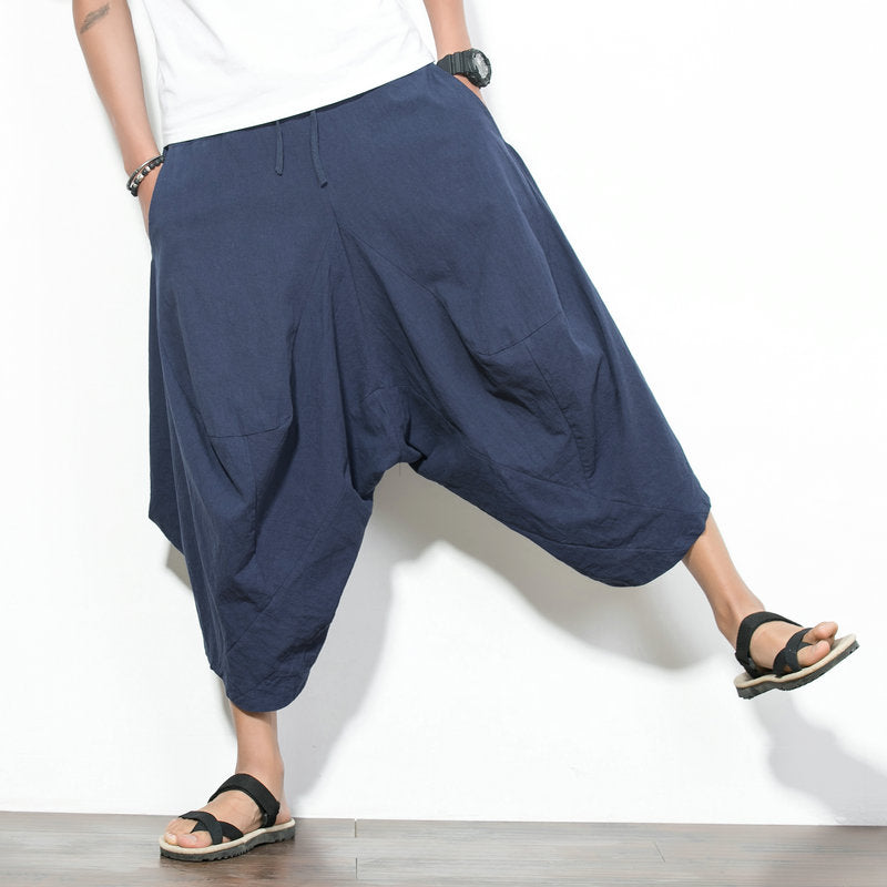 Wide Leg Linen Pants Japanese Harem