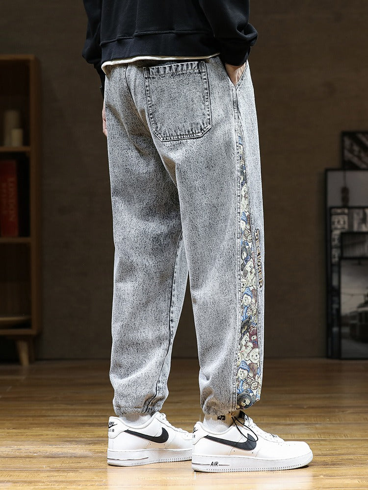 Baggy Embroidered Jeans - Bears