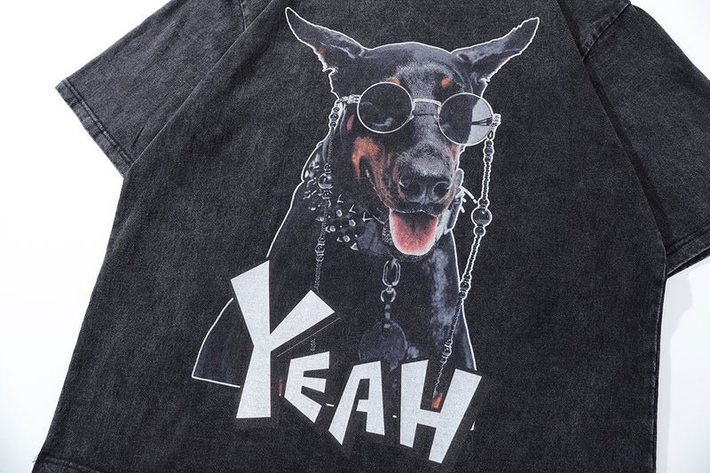 Camiseta extragrande lavada Cool Doberman