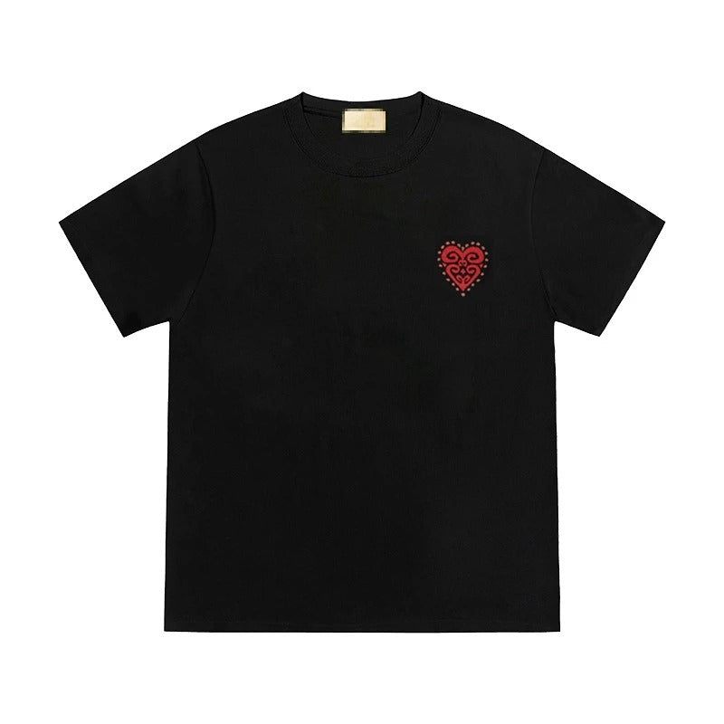 Camiseta bordada de corazones étnicos, Japan Street Style (Unisex)