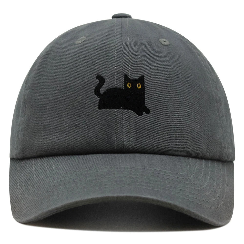 Embroidered Black Cat Baseball Cap