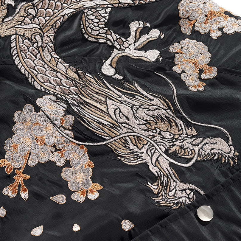 Dragon / Phoenix Sakura Embroidery Bomber Jacket