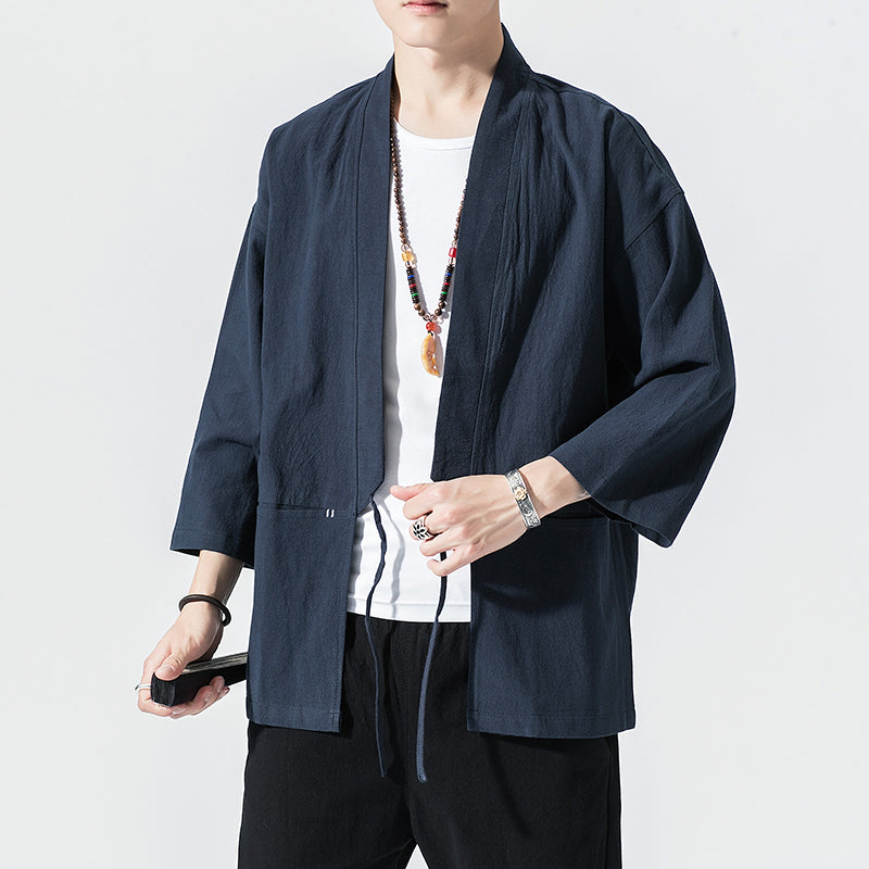 Haori Pocketed Cotton Kimono Japanese Robe