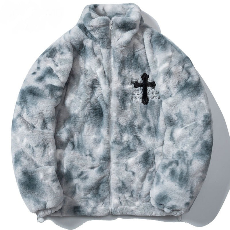 Cross Fleece fluffy Jacket ( Unisex )