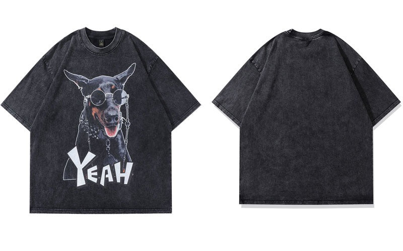 Verwaschenes cooles Doberman-Oversize-T-Shirt