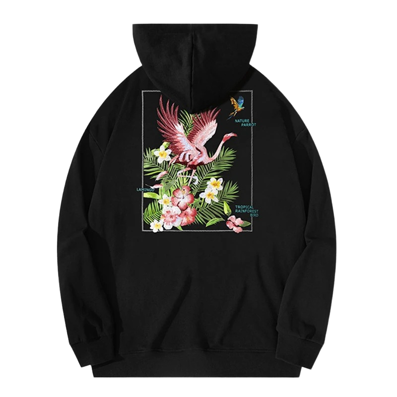 Selva tropical bordada - Sudadera con capucha de algodón