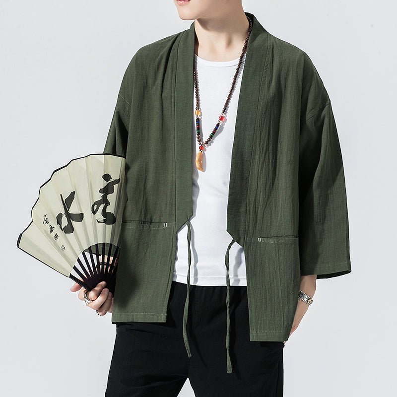 Haori Pocketed Cotton Kimono Japanese Robe