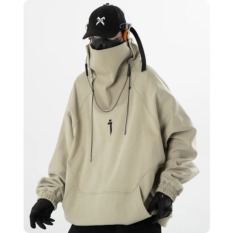 Sudadera con capucha de polar extragrande con cuello alto