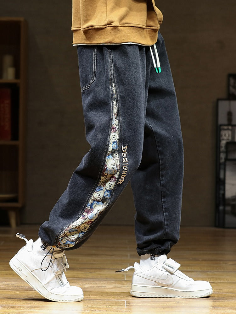 Baggy Embroidered Jeans - Bears