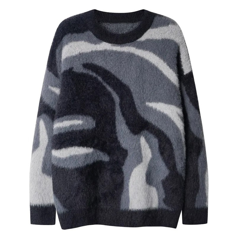 Grey Camouflage Sweater Pullover Unisex