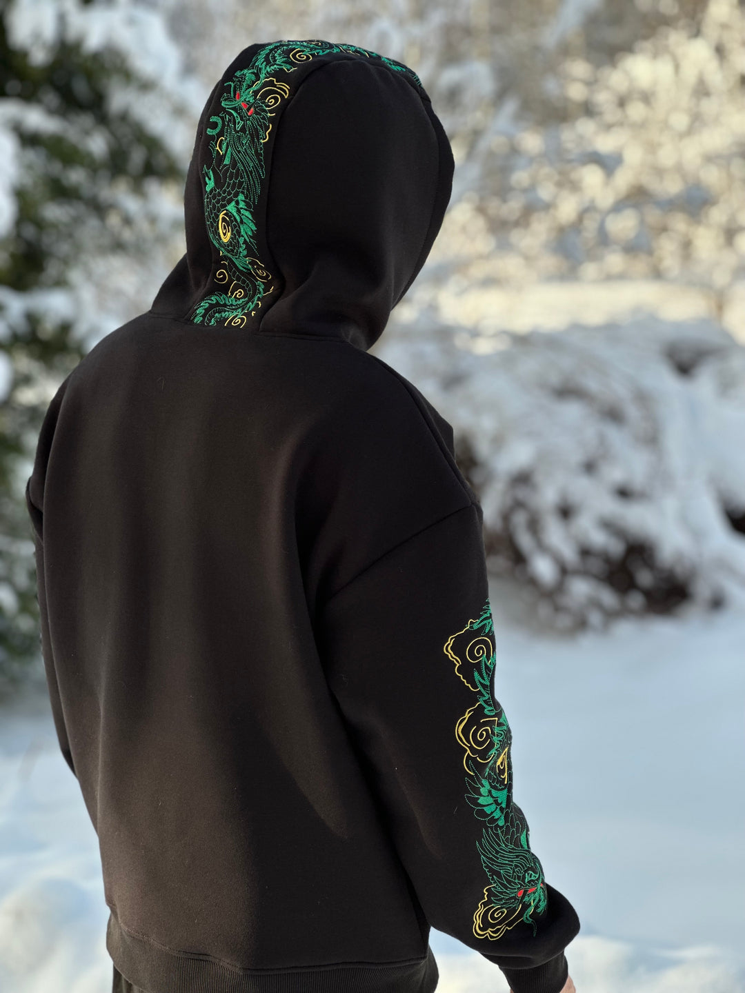 Azure Dragon Embroidery Hoodie