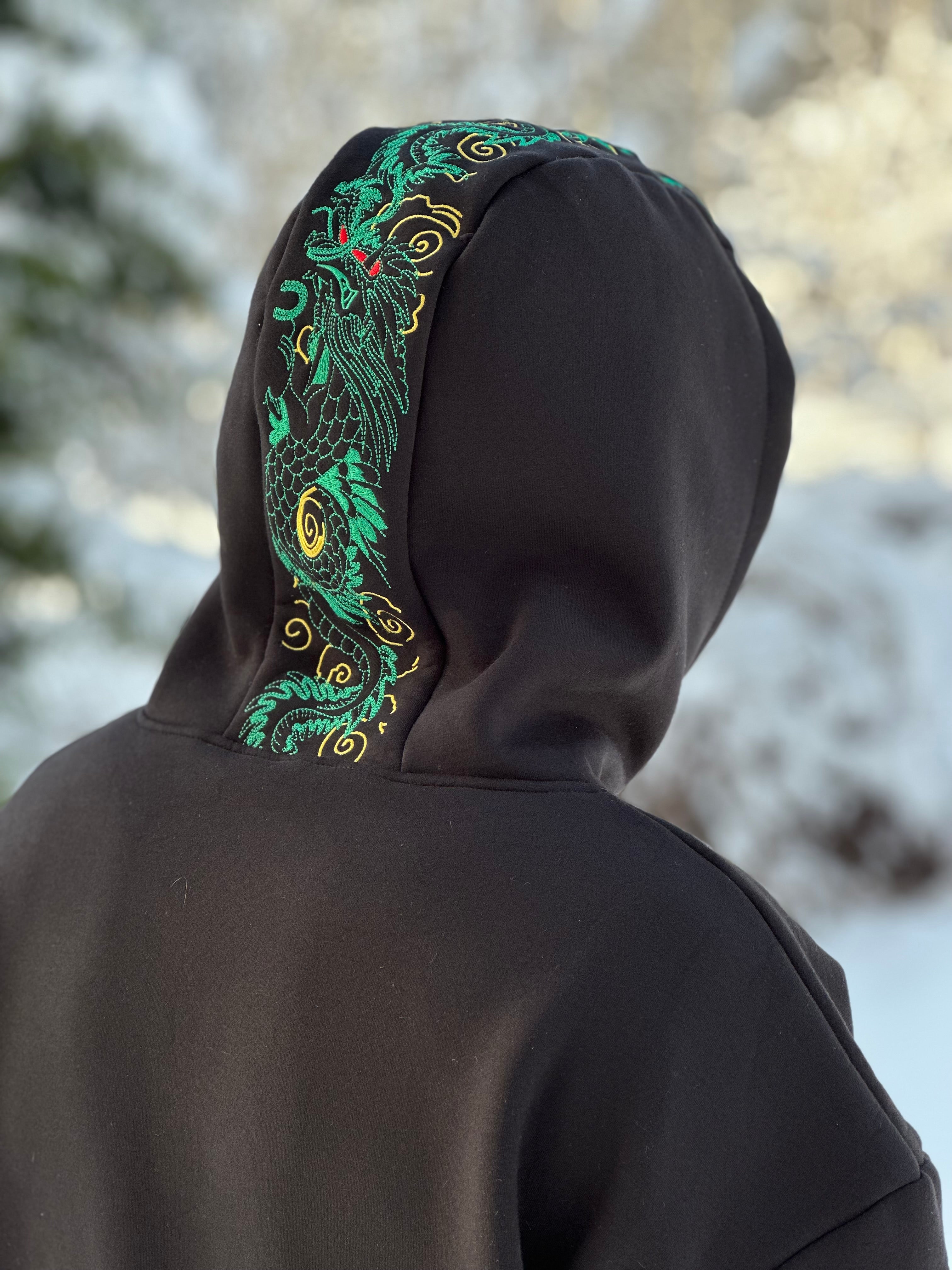 Azure Dragon Embroidery Hoodie streetzen