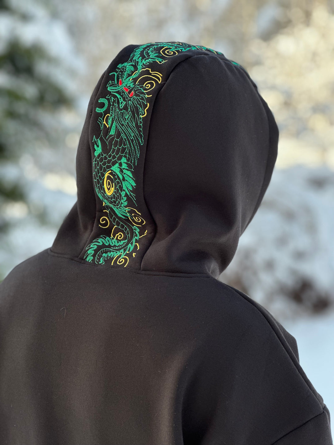 Azure Dragon Embroidery Hoodie