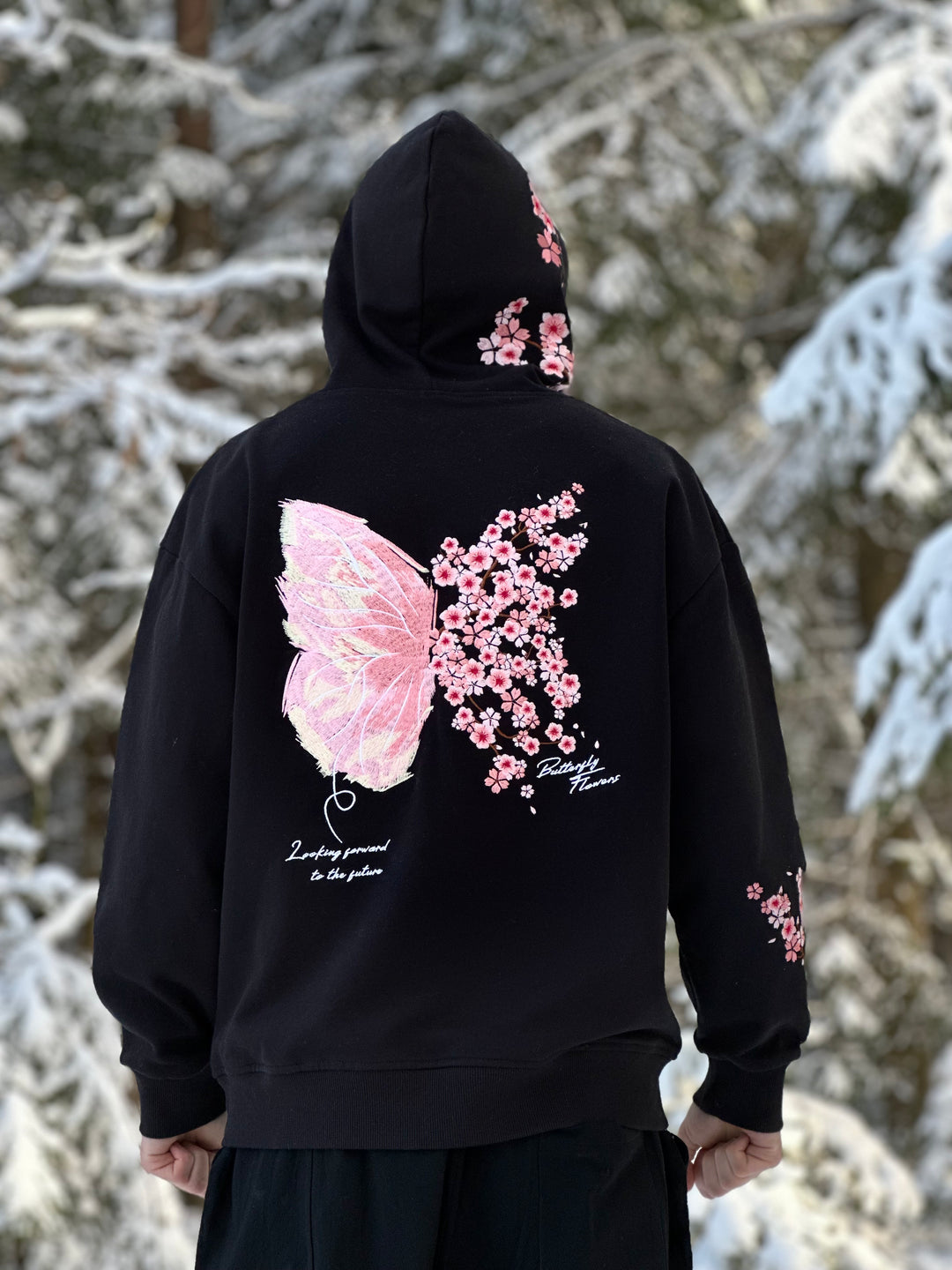 Embroidered Sakura Hoodie - Japanese Streetstyle