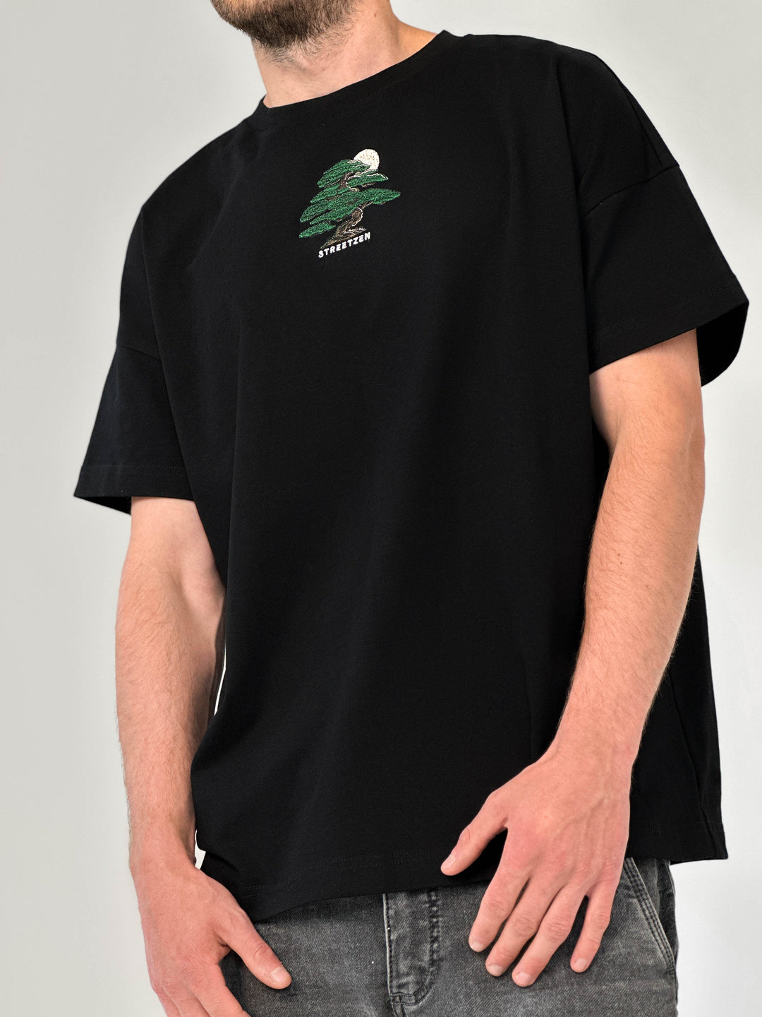 Embroidered ''Blades & Blossoms'' T-Shirt - 280GSM Heavy Cotton - Unisex