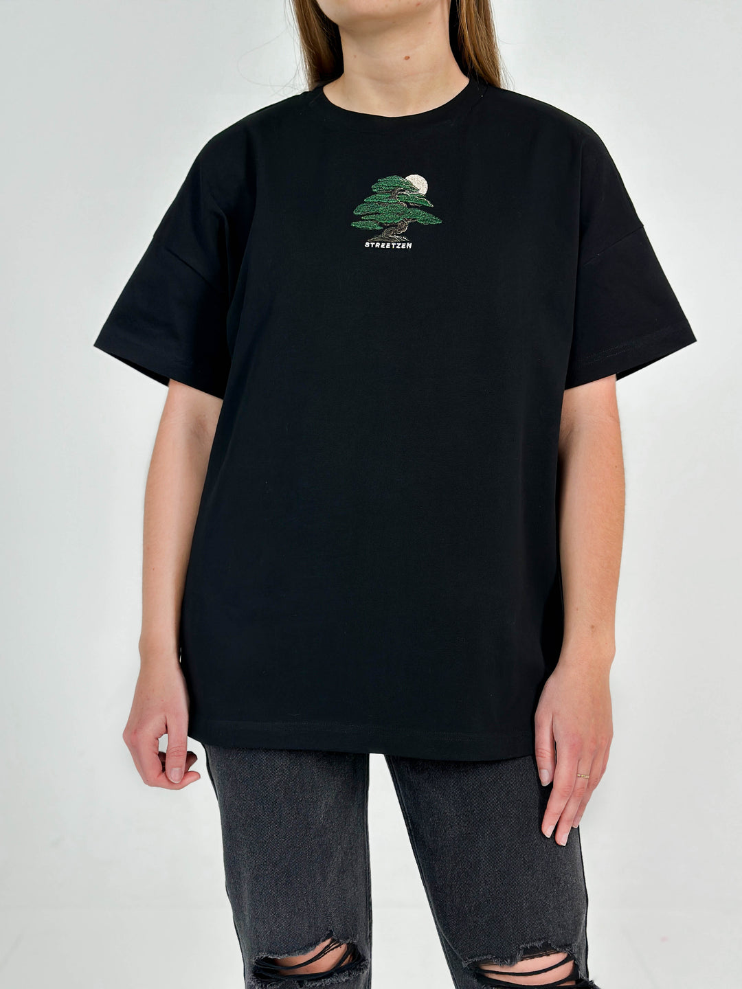 Embroidered ''Blades & Blossoms'' T-Shirt - 280GSM Heavy Cotton - Unisex