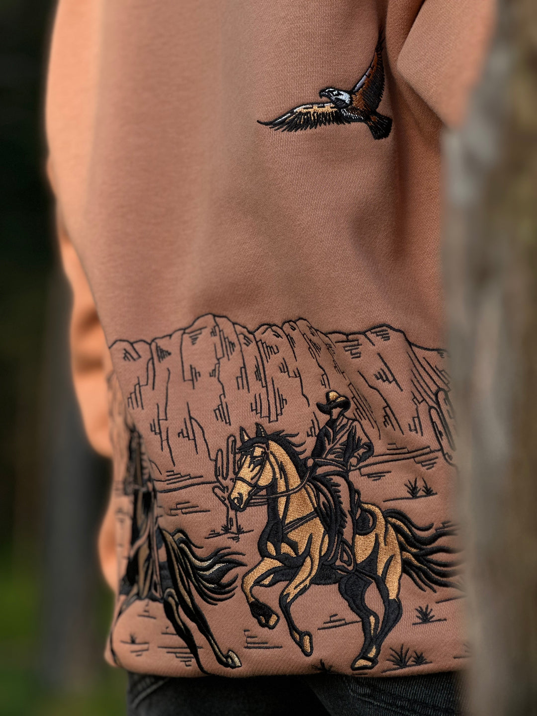 (PRE-ORDER) WESTERN Heavy Embroidery Hoodie 400GSM - Desert Clay Color