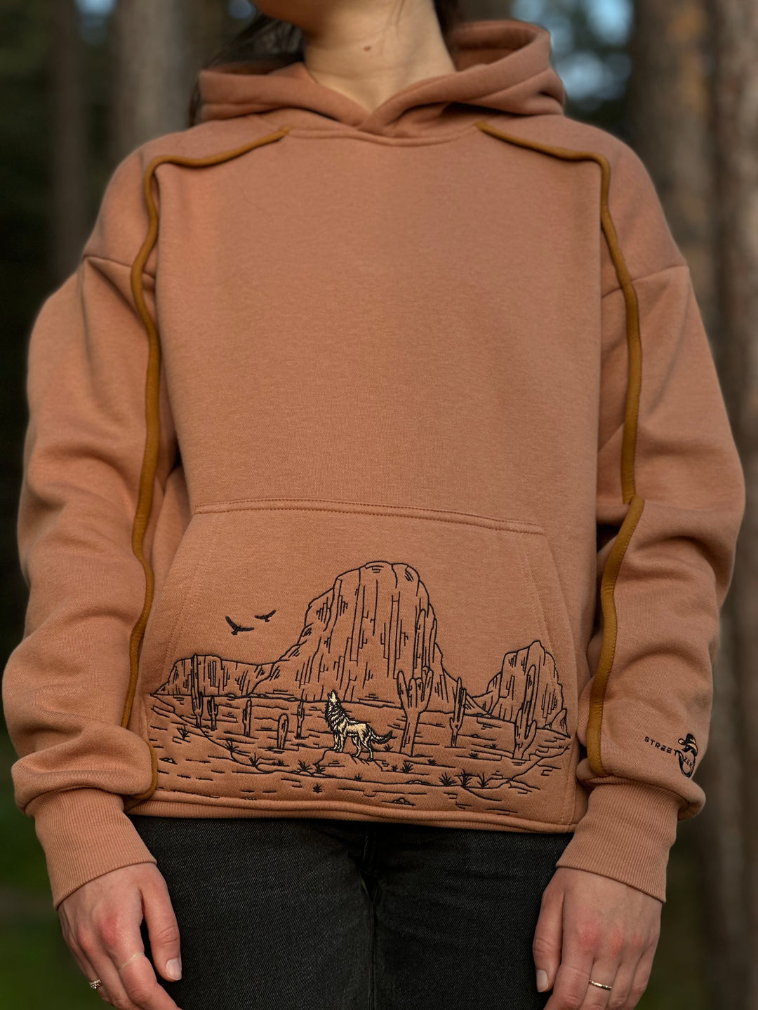 (PRE-ORDER) WESTERN Heavy Embroidery Hoodie 400GSM - Desert Clay Color