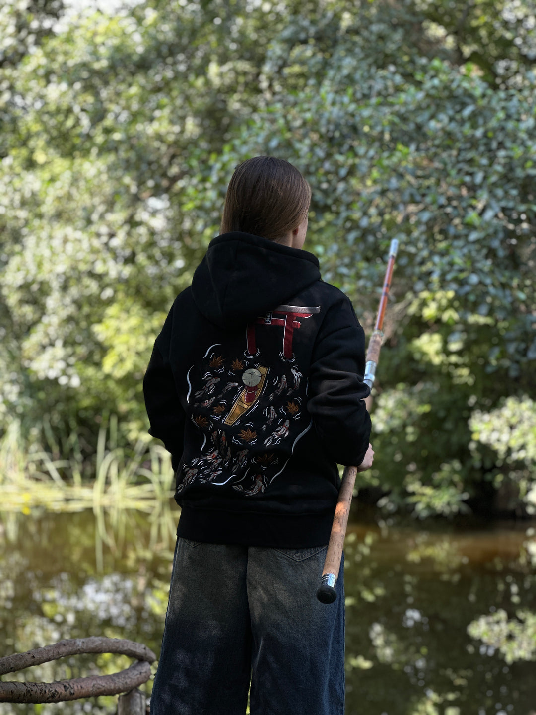 Heavy Embroidery Japanese Koi Fish Hoodie 400GSM