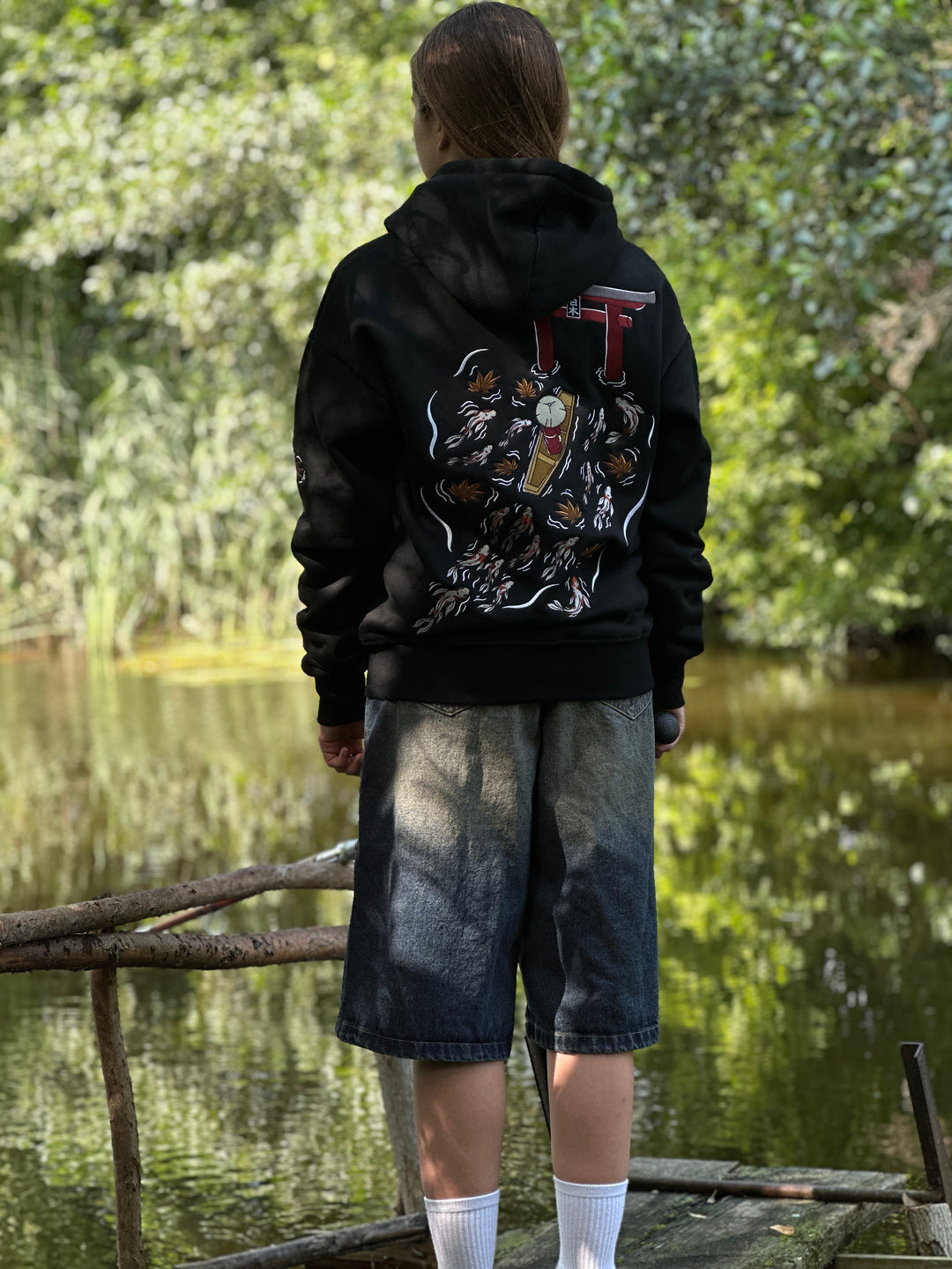 Heavy Embroidery Japanese Koi Fish Hoodie 400GSM