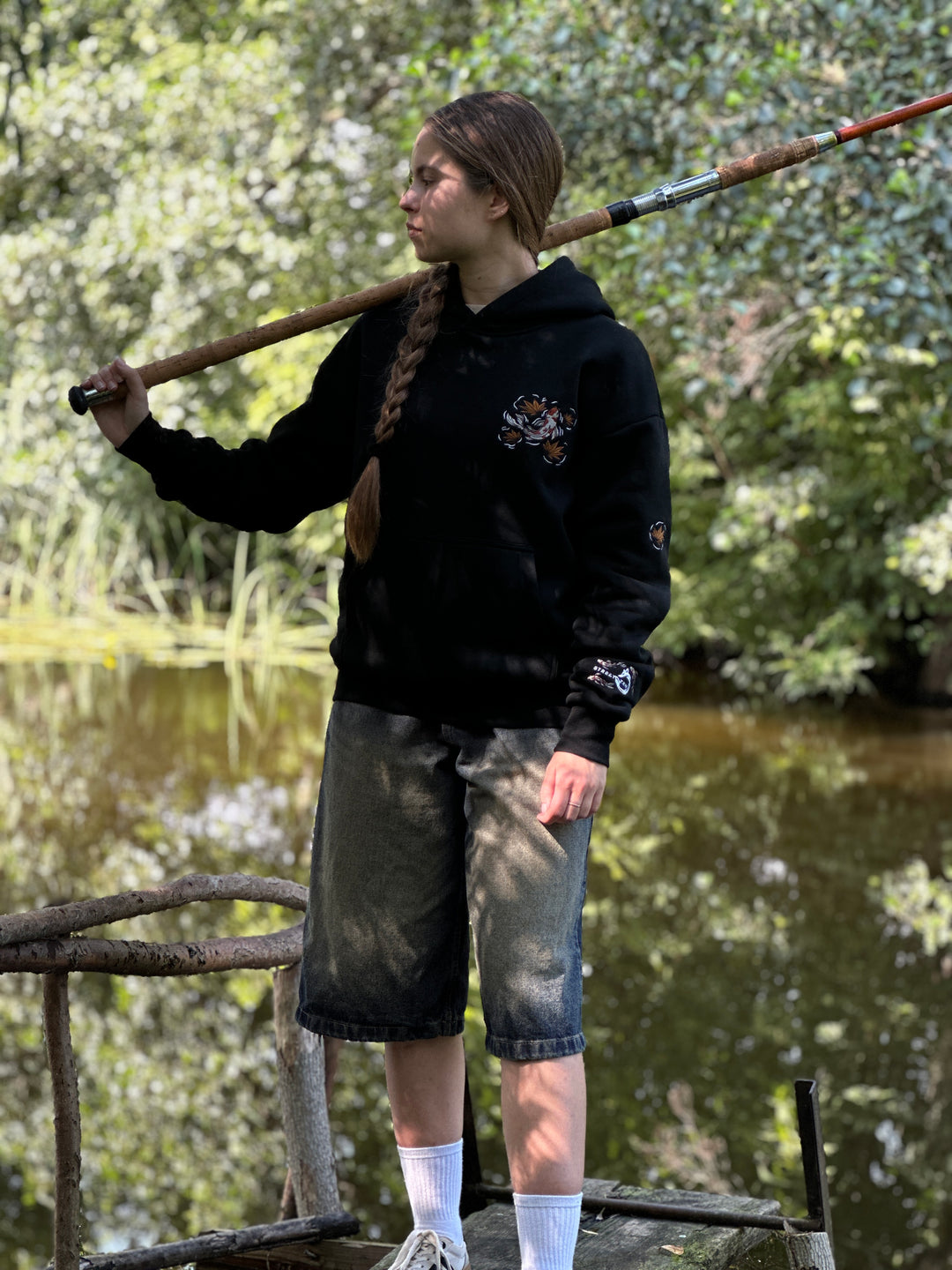Heavy Embroidery Japanese Koi Fish Hoodie 400GSM