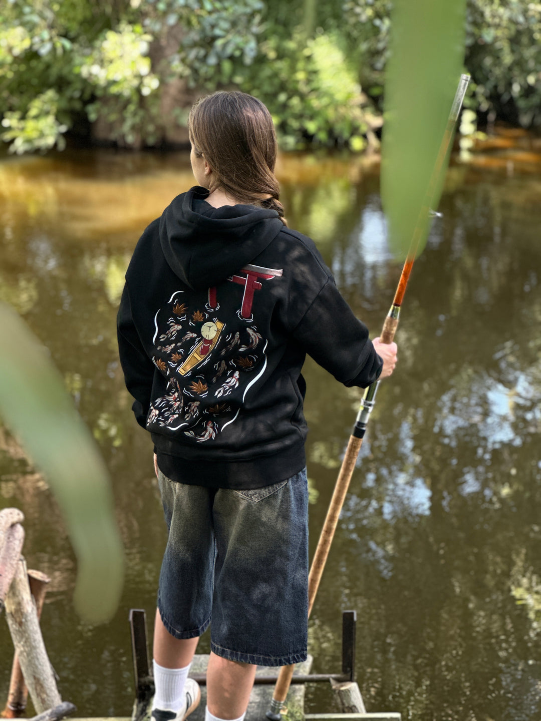 Heavy Embroidery Japanese Koi Fish Hoodie 400GSM