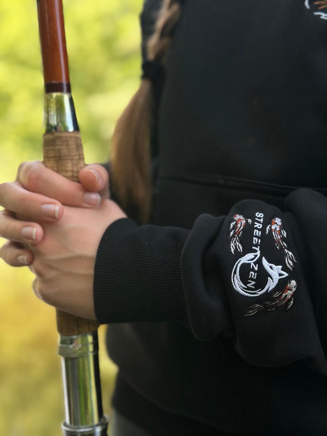 Heavy Embroidery Japanese Koi Fish Hoodie 400GSM