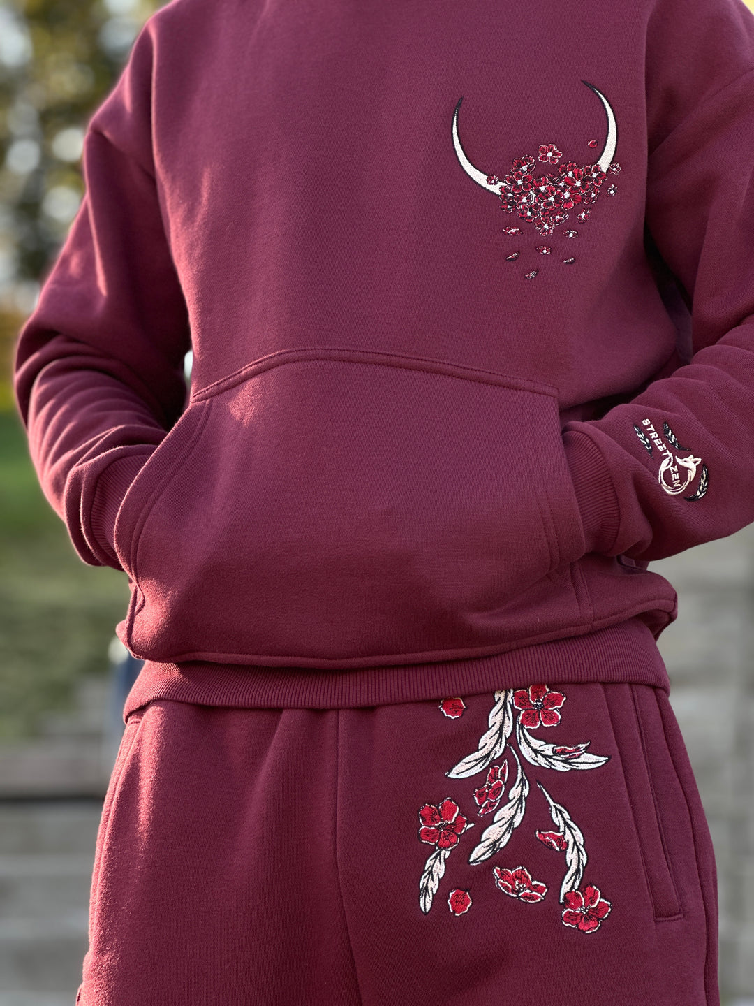 (PRE-ORDER) Heavy Embroidery White Gold Phoenix Sweatpants 400GSM