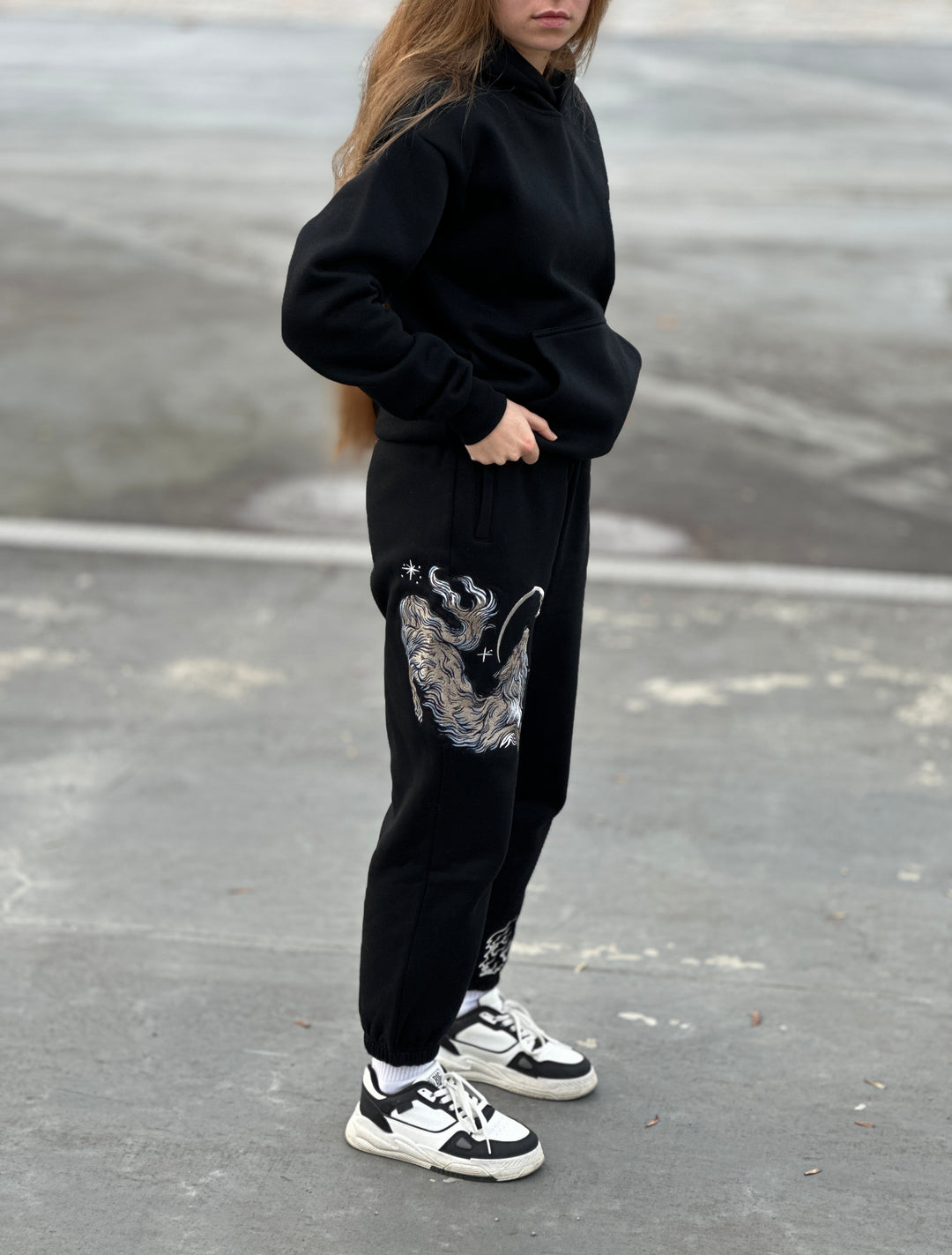400 GSM Embroidery Kitsune fox Sweatpants - Unisex Cotton