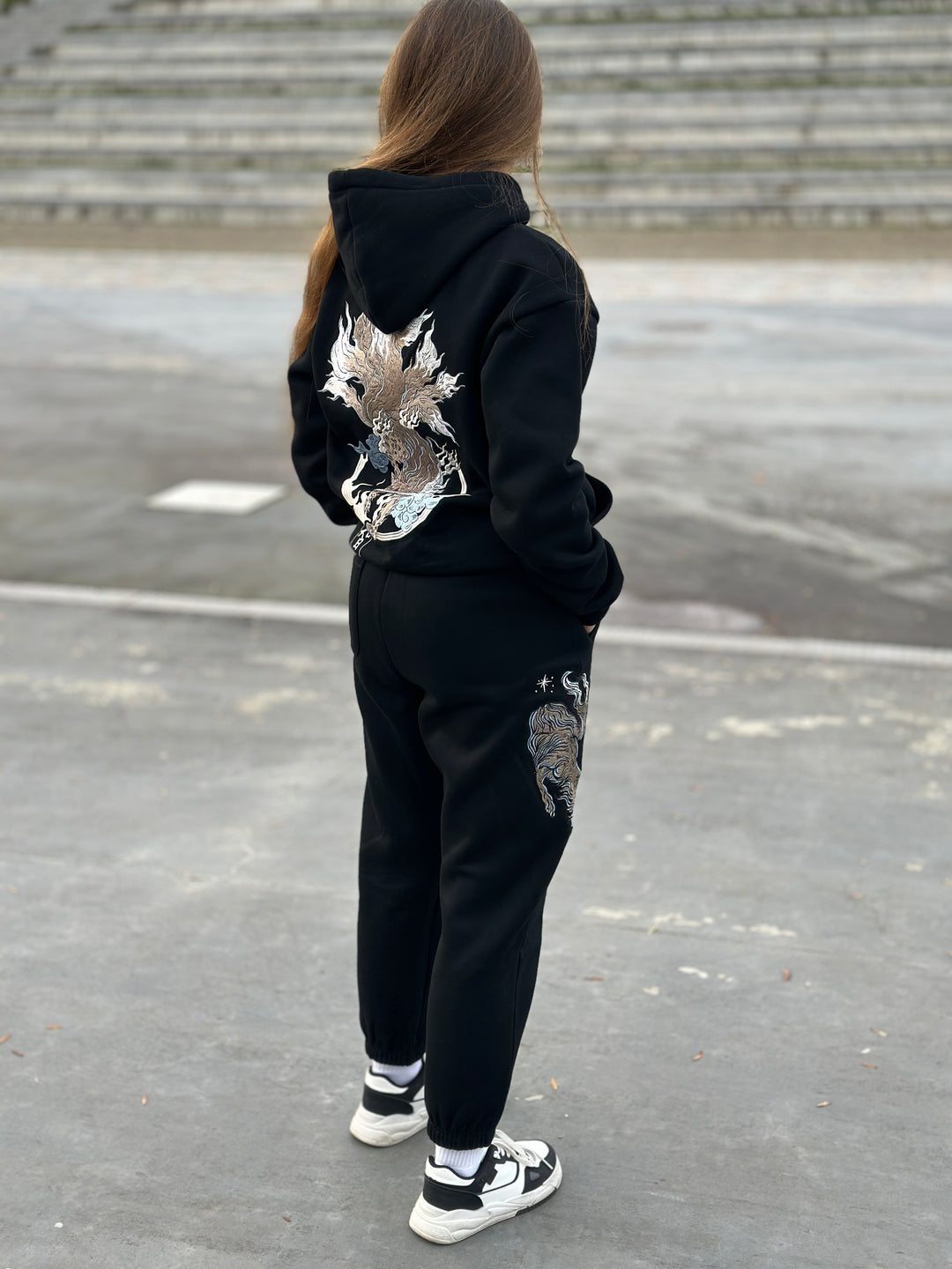 400 GSM Embroidery Kitsune fox Sweatpants - Unisex Cotton