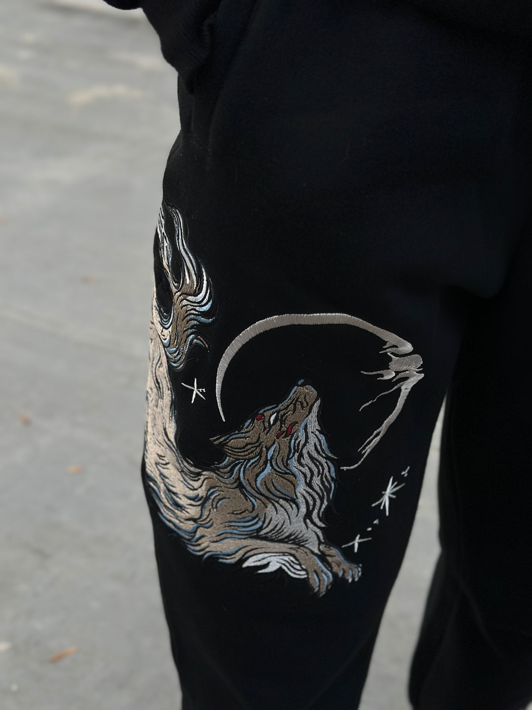 400 GSM Embroidery Kitsune fox Sweatpants - Unisex Cotton