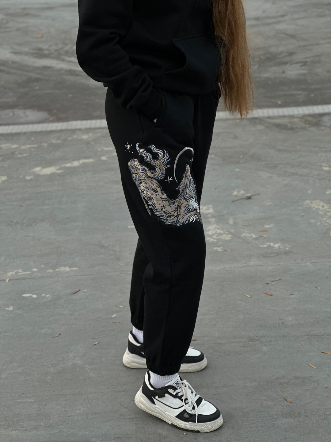 400 GSM Embroidery Kitsune fox Sweatpants - Unisex Cotton