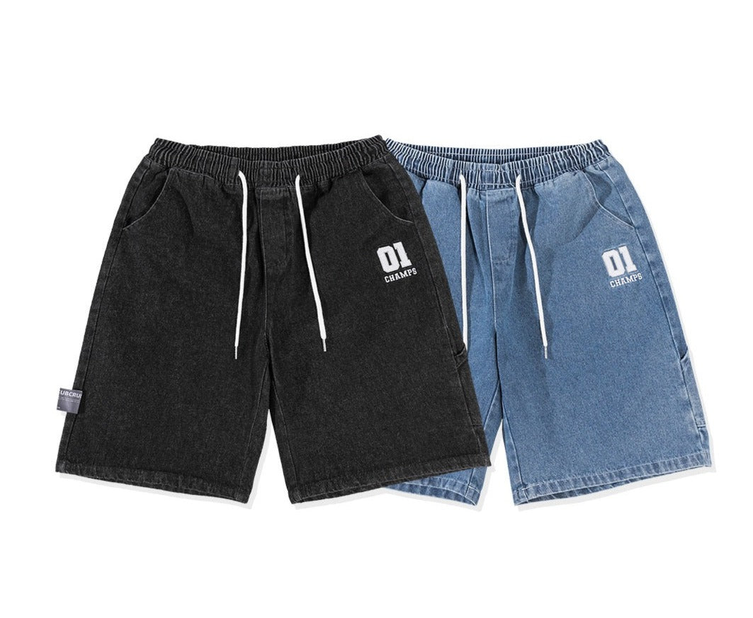 01 Champs Denim Embroidered Shorts