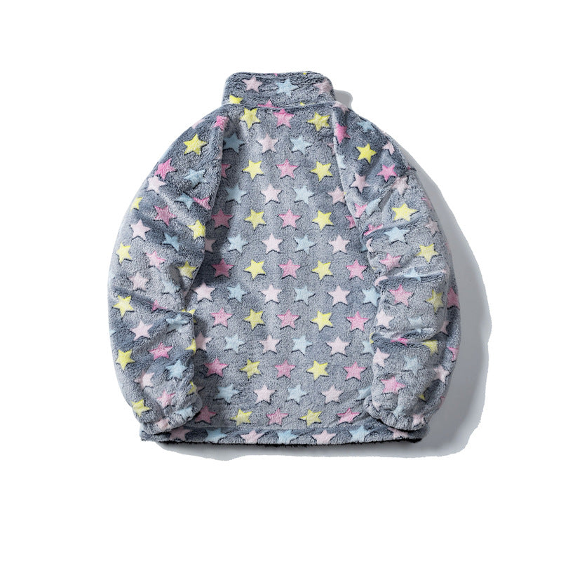 Reversible Fleece Fluffy Jacket - Stars Unisex