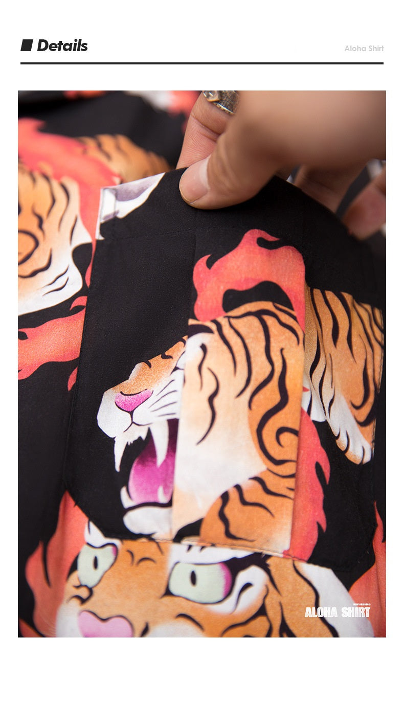 Flame Tiger Beach-Hawaiian Shirt
