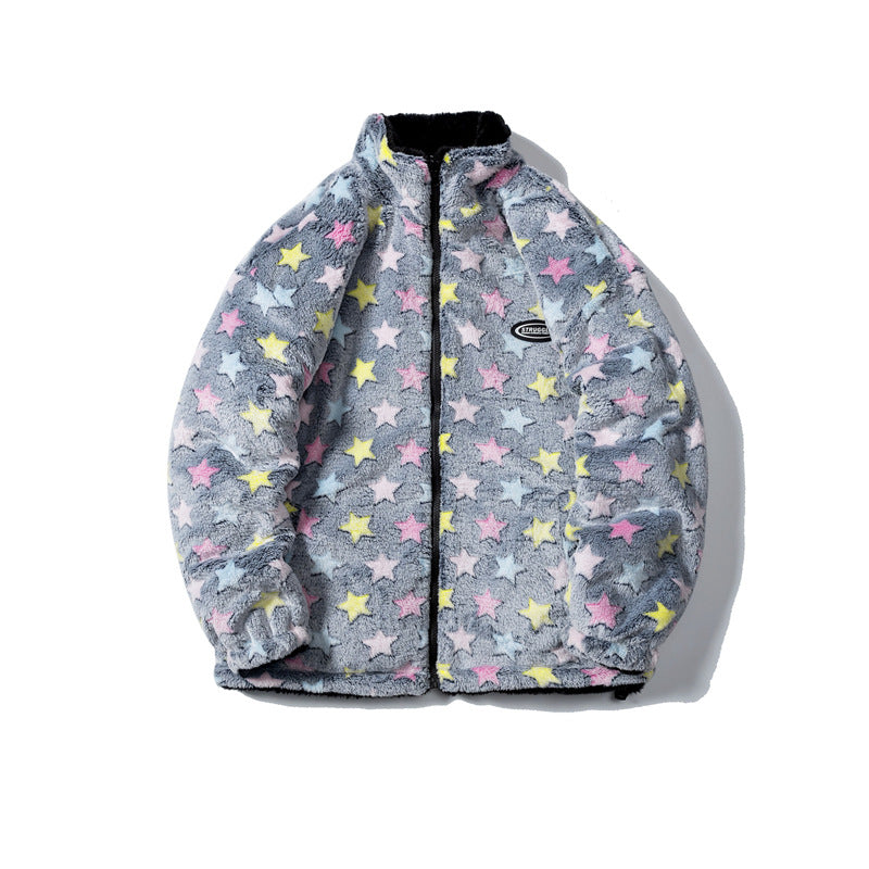 Reversible Fleece Fluffy Jacket - Stars Unisex