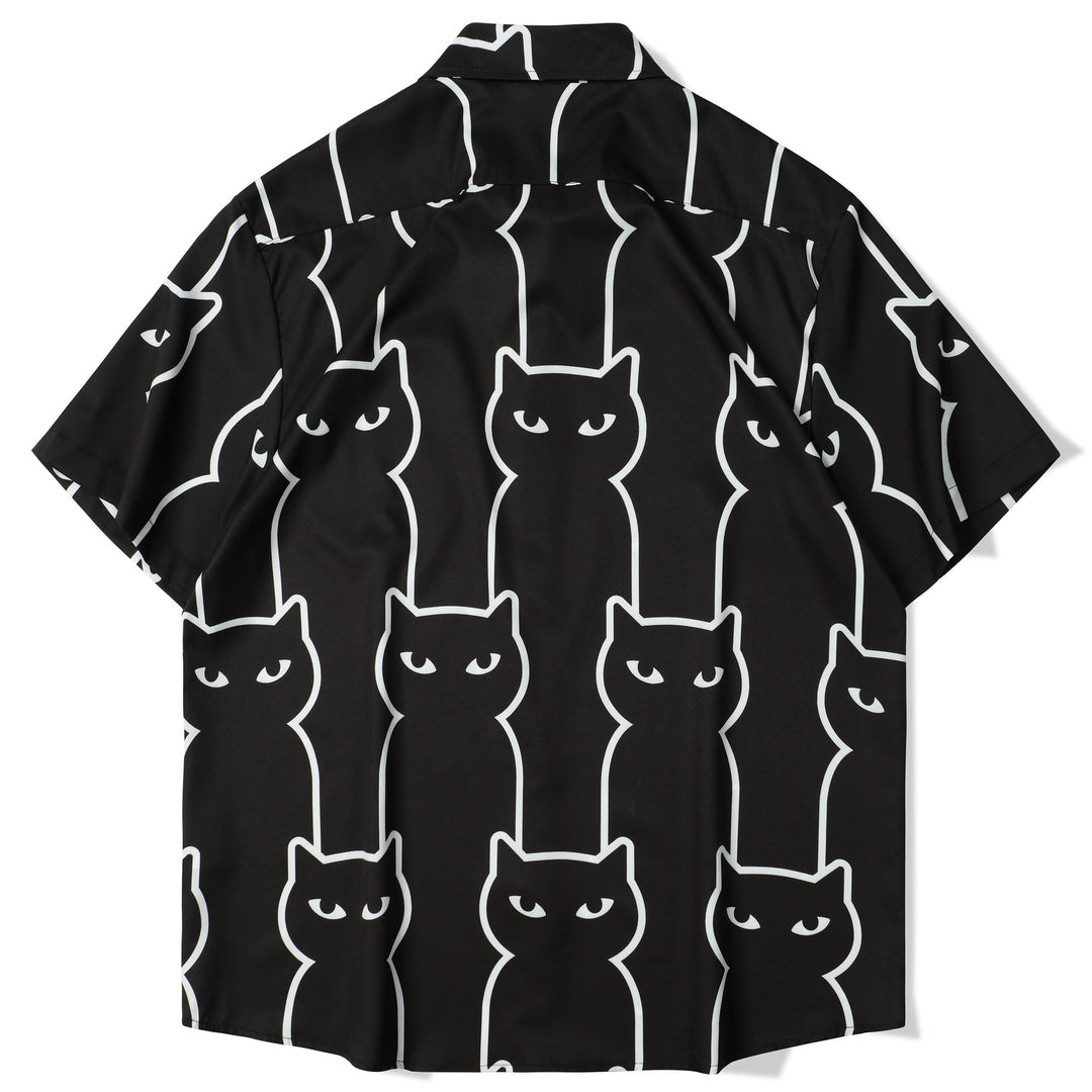 Black Cat Unisex Beach-Hawaiian Shirt