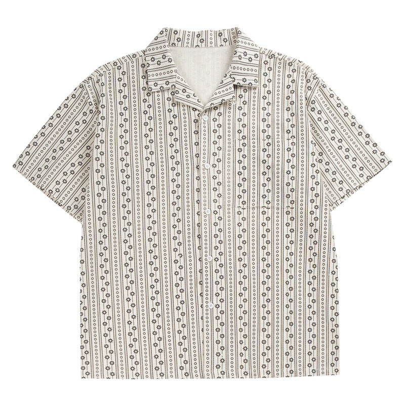 Sommer-Herren-Baumwollhemd mit abstraktem Druck