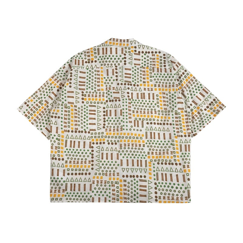 Abstract Print Summer Men Cotton Shirt