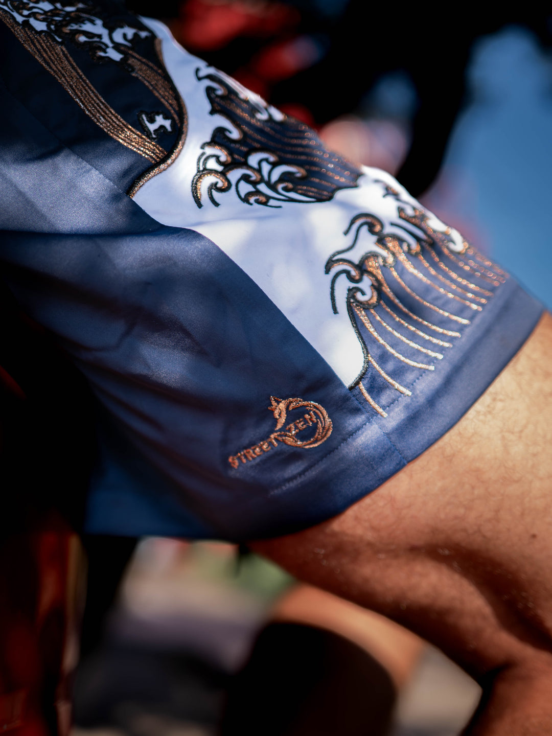 Ukiyo-e Wave Embroidered Unisex Shorts