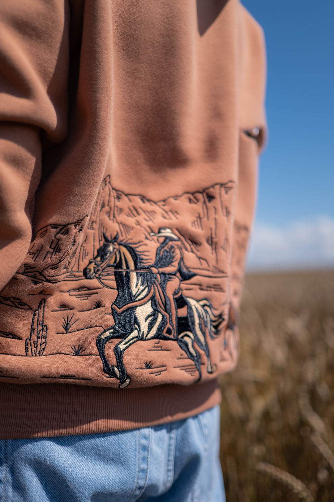 WESTERN Heavy Embroidery Hoodie 400GSM - Desert Clay Color
