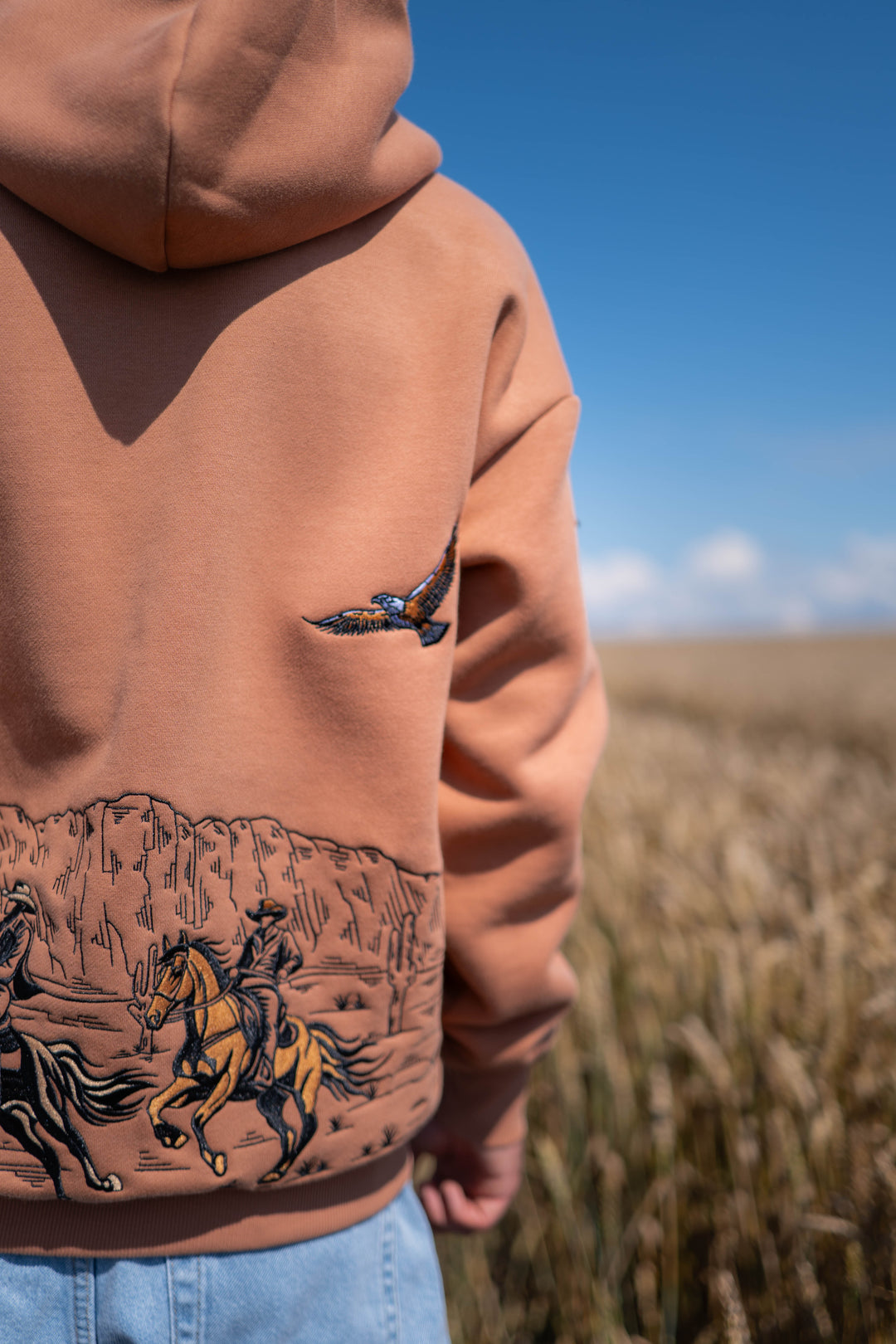 WESTERN Heavy Embroidery Hoodie 400GSM - Desert Clay Color
